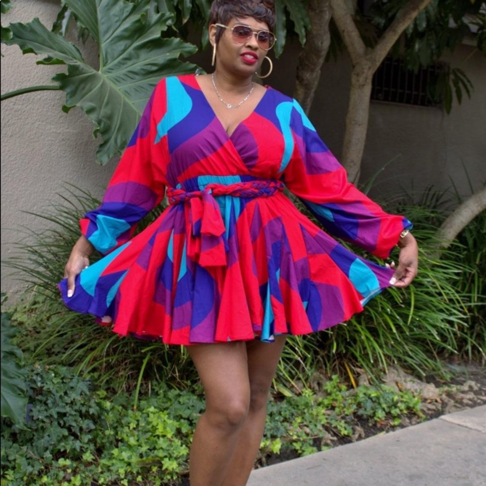 Multicolored mini skater dress - Picture 2 of 4